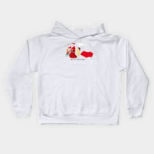 Merry Christmas Santa Claus with a cute little girl Kids Hoodie